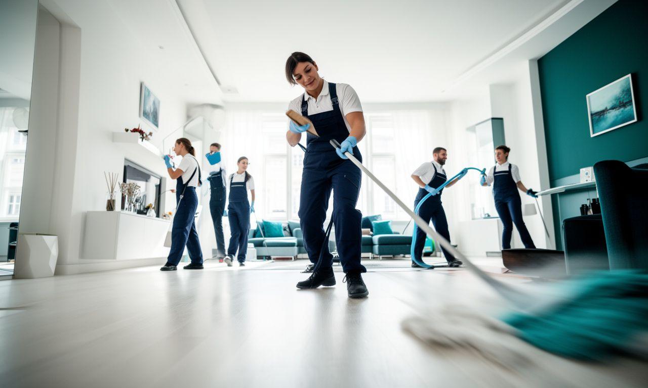 Professionelles Reinigungsteam bei einer Tiefenreinigung